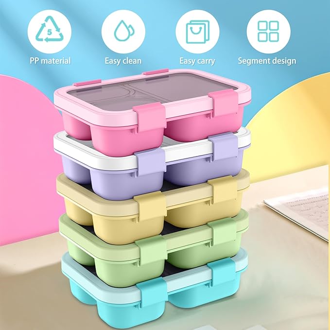 2 Pack Bento Lunch Box, Bento Box for Adults,29oz with 3 Compartments lunch box, for Trvael (Blue & Purple)