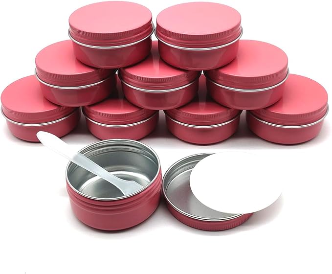 10pack50ml Pink Aluminum Tin, 50 Gram Containers Leak Proof Cosmetic Jars, 50g Small Makeup Containers Round Screw Lids for Cosmetic, Salves, Lip Balms, Toner, Cream, Candle, Tea, Beads