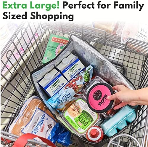 Creative Green Life XL Insulated Reusable Grocery Bags (2-Pack) - Premium Quality Cooler Bags with Hard Bottom Insert, Stands Upright, Washable - Image 3