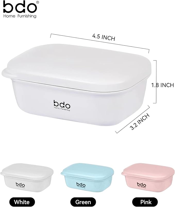 Travel Soap Case with Lid,Leakproof Soap Holder with Drainage Layer, Travel Essentials Soap Containers, Portable Soap Bar Dish for Camping, Gym, Bathroom,Kitchen,Dormitory,Hotel(White)