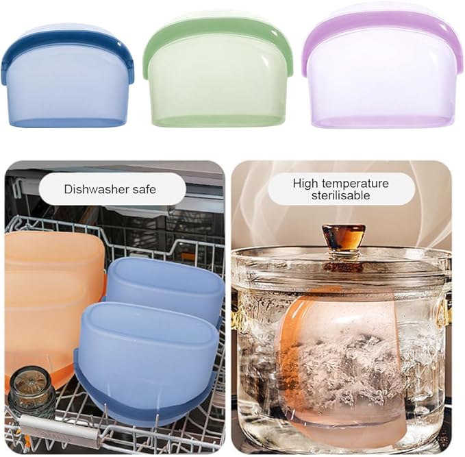 8 Pcs Reusable Silicone sealed Food Storage Bags, Multi-Role Food Storage Bags, Leak Proof, Freezer Safe, Microwave Safe, Dishwasher Safe, Eco-friendly