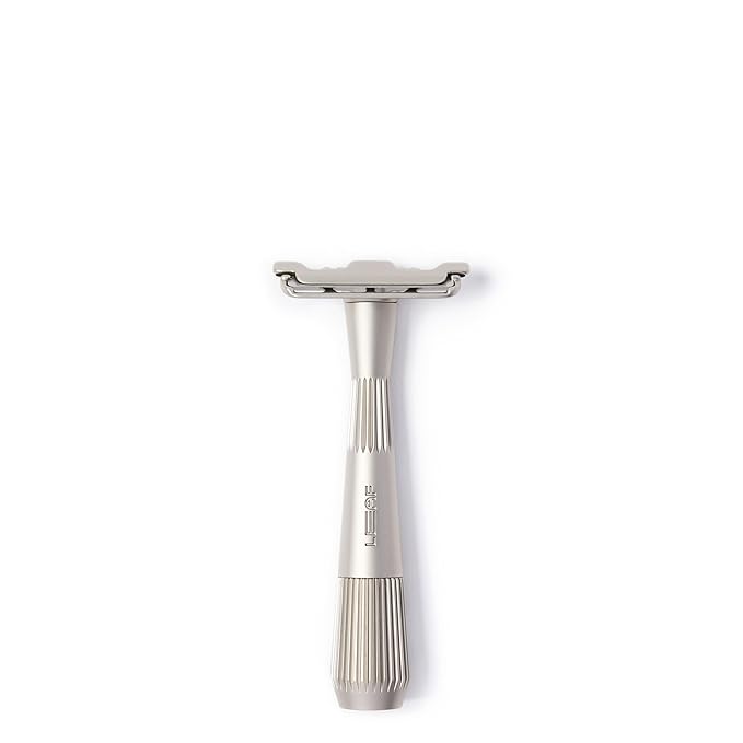 Leaf Shave | Twig Razor, Silver - All-Metal, Eco-Friendly Shaver for Men & Women; Includes 5 Stainless Steel Single-Edge Blades; Recommended for Face Shaving Lighter Hair and Sensitive Skin