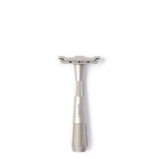 Leaf Shave | Twig Razor, Silver - All-Metal, Eco-Friendly Shaver for Men & Women; Includes 5 Stainless Steel Single-Edge Blades; Recommended for Face Shaving Lighter Hair and Sensitive Skin