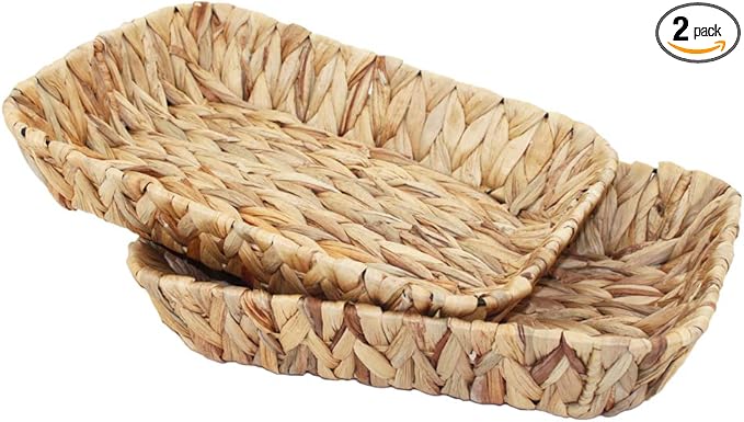 Fruit Tray, Grass Weaving Storage Bins for Fruit or Tea,Arts and Crafts.(2) (RectangleC-2PC)