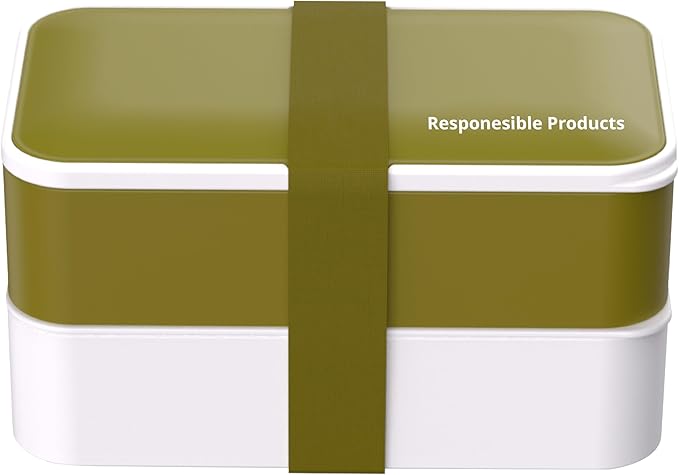 Responsible Products Leak Resistant Bento Box with Tableware for Adult - Teens, Insulated Lunch Box for Women - Men - Girls - Boys, BPA Free, Dishwasher Safe, Microwave Safe, Freezer Safe, 46 oz