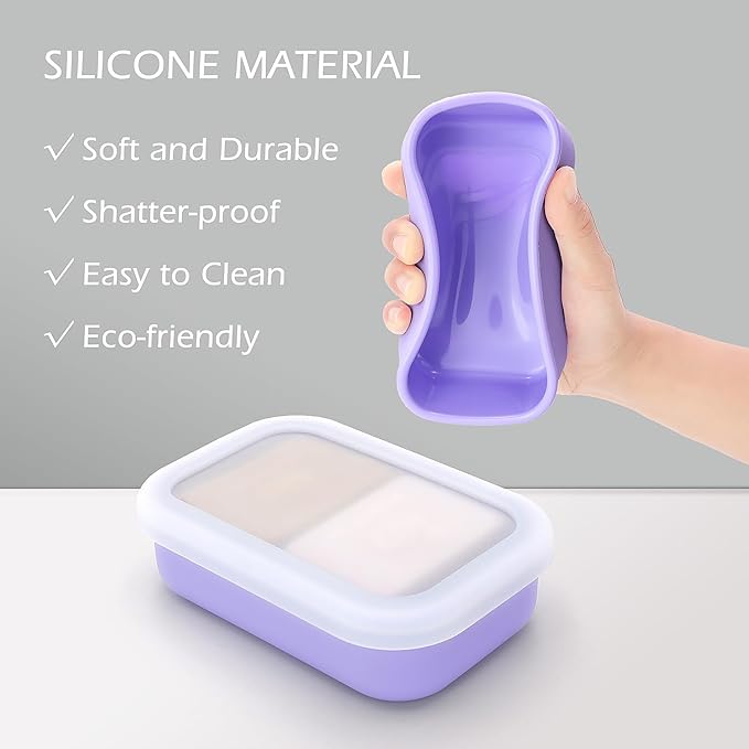 Enhanced Leakproof Silicone Travel Shampoo bar Holder, Shampoo and Conditioner Bar Container, Soap Box for Handmade Soap, Shatterproof Soap Holder for Save Soap (Clear&Violet)