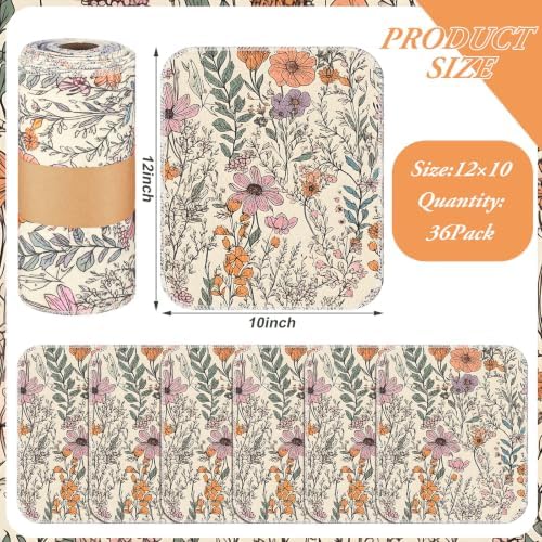 36 Pack Reusable Kitchen Cloths Cotton Towels, Cute Wildflower - Image 2