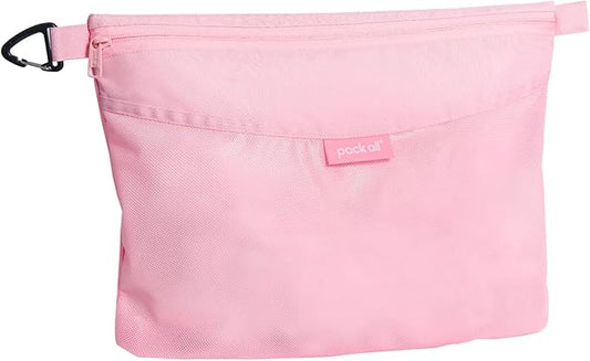 pack all Water-resistant Material Zipper Pouch, Mesh Zipper Bags for Storage, Travel, Office (Pink, Large)