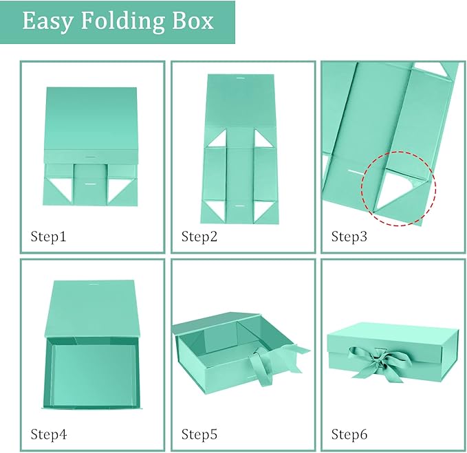 Gift Box with Lid for Presents 10.5x7.5x3.1 Inches with Ribbon and Magnetic Closure(1-Pack) (Robin Blue)
