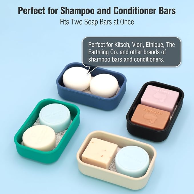 Enhanced Leak Proof Travel Soap Case, AIMAIAIMAI Silicone Soap Container with Draining Layer, Portable Bar Soap Holder for Bathroom, Camping, Gym, Easy to Clean (Green)