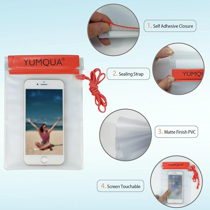 YUMQUA Clear Waterproof Bags, 3PACK Water Tight Cases Water Proof Pouch Small Dry Bags for Camera Mobile Phone Maps Pouch Kayak Military Boating Document Holder