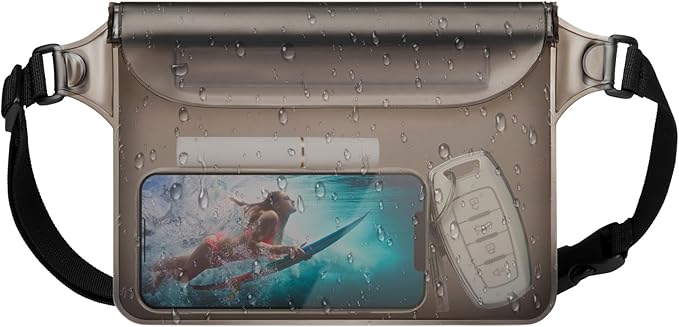 F-color Waterproof Fanny Pack - Cruise Essentials 2025 - Waterproof Pouch, Triple Zipper Roll-Top Dry Bag for Phone with Adjustable Waist Strap, Keep Passport Valuables Dry for Beach Kayaking Boating