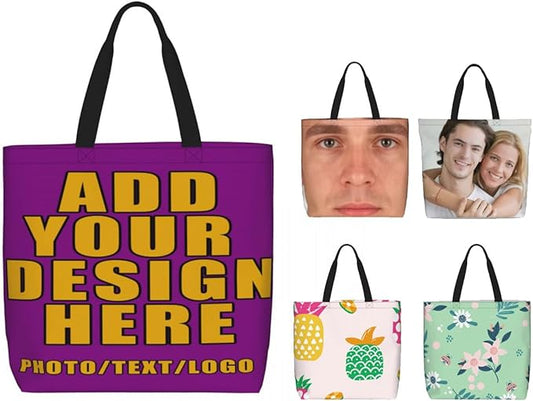 Custom Large Black Tote Bag With Pocket Extra Large Reusable Grocery Bags