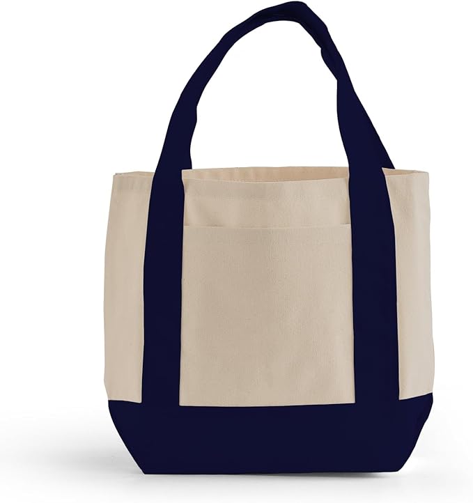 12 Pack Mini Iconic Canvas Shopping Bags with Gusset – Reusable Eco-Friendly Tote Bags with Handles