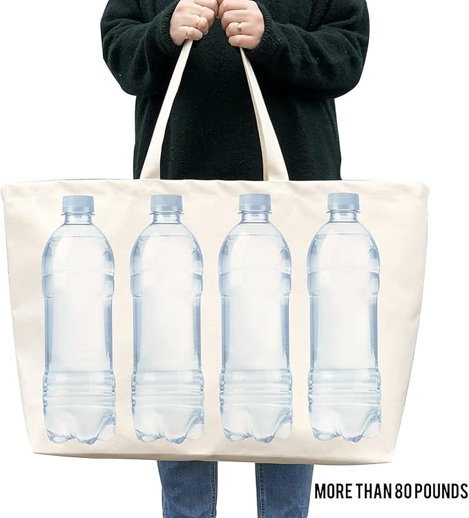Large Canvas Tote Bag-Extra Big Shopping Beach Totes Bags Reusable Largest Grocery Plain Solid Bag 28"x8"x16"