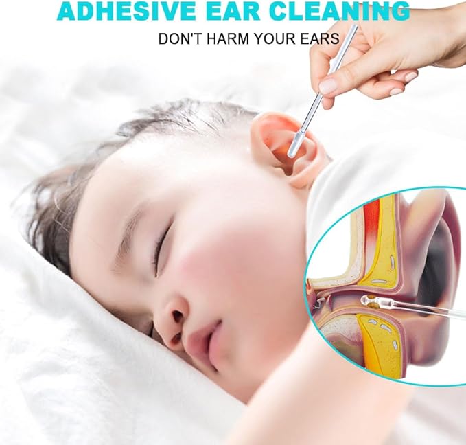 Ear Wax Stick 24 Pcs 2025 New Reusable Sticky Soft Head Ear Swabs, Adhesive Ear Wax Removal Tools, Ear Cleaning Tools Ear Curette for Kids & Adults (Large)