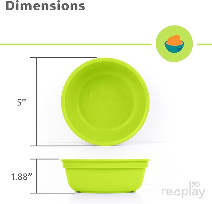 Re-Play 12 oz. Toddler Bowls Set of 4 - Kids Deep-Walled, Durable & Reusable Snack and Meal Bowls, Dishwasher & Microwave Safe, BPA-Free, Made in USA from Recycled Plastic, Easter