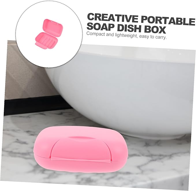 DOITOOL Portable Soap Dish Container Large Pink with Lock Leakproof PP Plastic Travel Soap Case for Camping Hiking Bathroom Organizer
