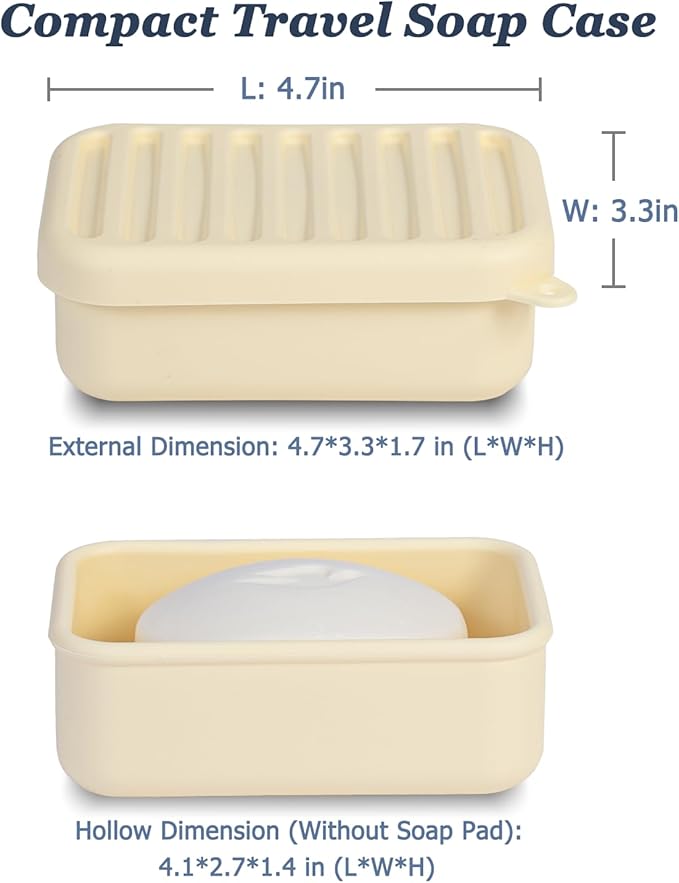 Superior Leak-Proof Silicone Travel Soap Case, Portable Soap Container with Draining Layer, Durable Soap Box, Shatter-Proof Soap Holder for Bathroom, Gym, Travel Size Toiletry (Yellow)