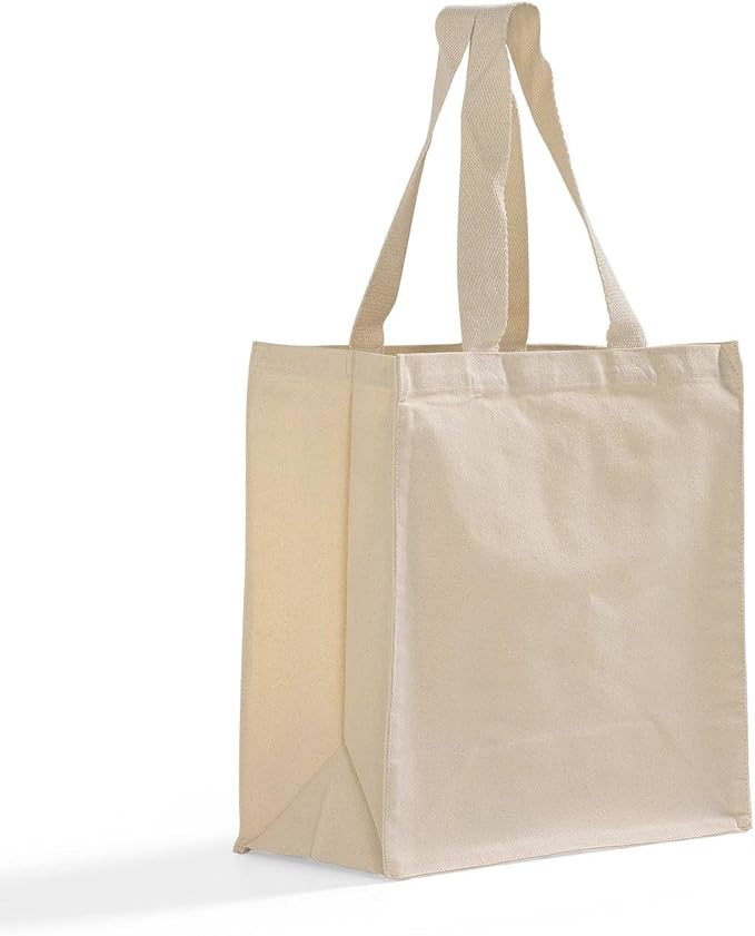 Ultimate Canvas Shopper Tote Bag – 12 Pcs Open Top Canvas Bags with Handles – Multipurpose Tote Bag for Everyday Use