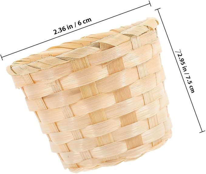 BESPORTBLE 12Pcs Small Wooden Woven Storage Baskets for Desktop Sundries Household Organization Natural Handcrafted Basket