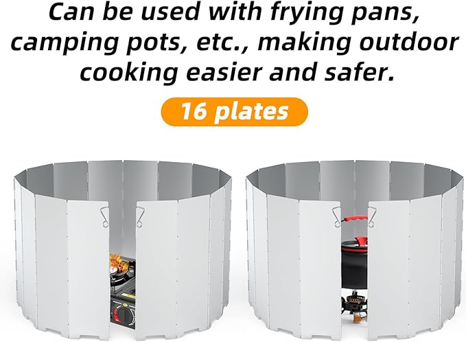 Camping Stove Windscreen Ultralight Folding Camp Stove Windscreen Portable Camping Stove Windshield for Use with Alcohol Stoves and Other Backpacking Stoves Butane Stoves 16 Plates