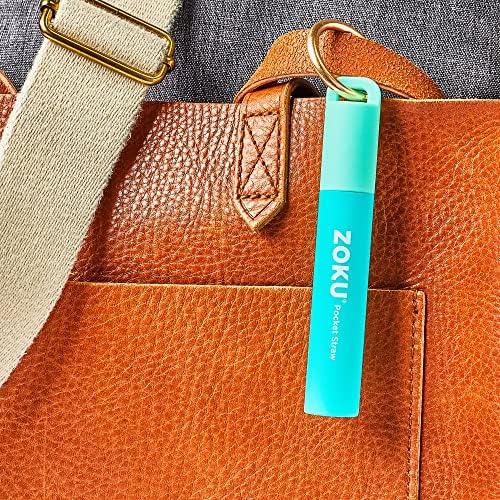 Zoku Reusable Metal Straw with Case, Collapsible Travel Straw - Teal - Image 5