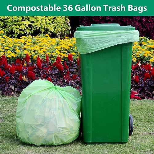 GreFusion Compostable 36 gallon Trash Bags, Extra Thick 1.28 Mills, Compost 36 Gal Trash Bags (Kitchen Tall Garbage Bags), Compostable Lawn & Leaf Yard Waste bags,ASTM D6400,Bpi Certified - Image 4