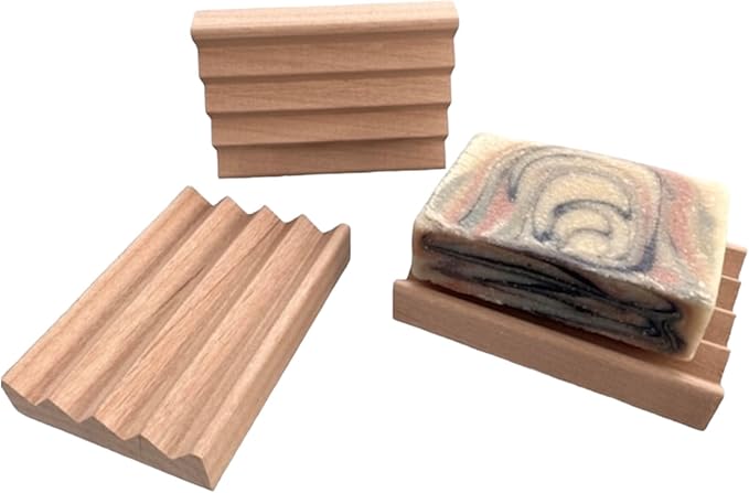 12-Pack American Red Alder Natural Wood Soap Dish, 100% Handcrafted in The USA, Bar Soap Holder for Kitchen or Bathroom