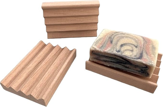 12-Pack American Red Alder Natural Wood Soap Dish, 100% Handcrafted in The USA, Bar Soap Holder for Kitchen or Bathroom
