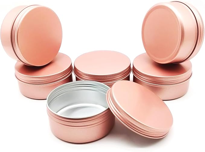 6pcs 150ml Aluminum Tin Jar with Screw Cap Lid, Empty Refillable Makeup Lip Balm Container Round Travel Jar Cosmetic Pots, Metal Cans for Slime Salve Cream Candle Powder Tea Beads, Matte-Pink