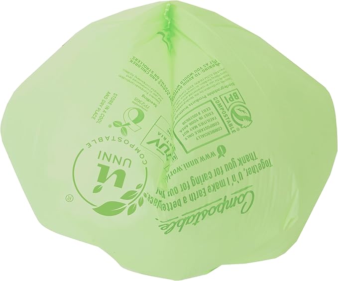 UNNI Compostable Trash Bags, 3 Gallon / 11.35 Liter, 600 Count Value Pack, Extra Thick 0.71 Mil Kitchen Food Scrap Bin Liners, Certified by BPI, CMA & OK compost HOME, Meets the ASTM D6400 Standard