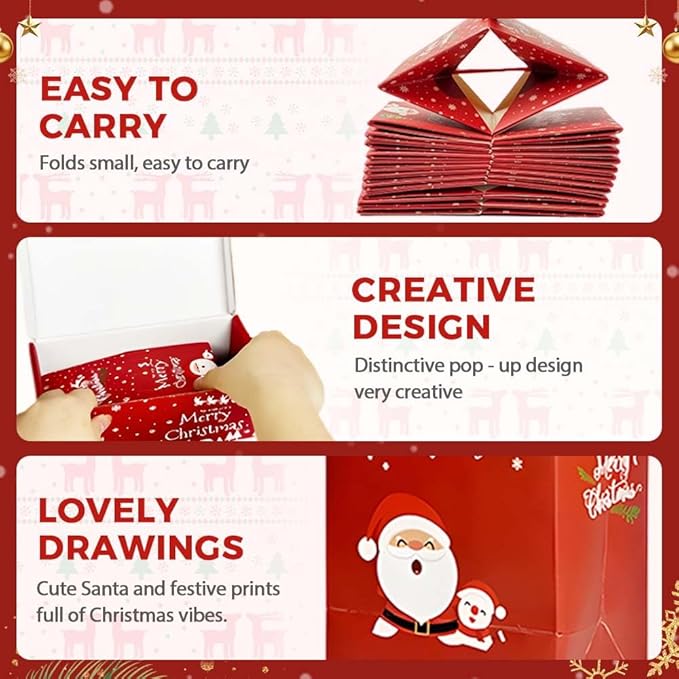 Surprise Gift Box Explosion for Money, New Christmas Surprise Gift Box Unique Folding Bouncing Red Envelope Gift Boxs, Christmas Money Boxs for Birthday Anniversary (20Pcs Red)