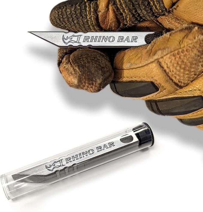 Milspin Rhino Bar EDC Stainless Steel Mini Pry Bar Multi tool Keychain with Screw Driver, Box Opener and Minimalist Tool Features, Made in The USA