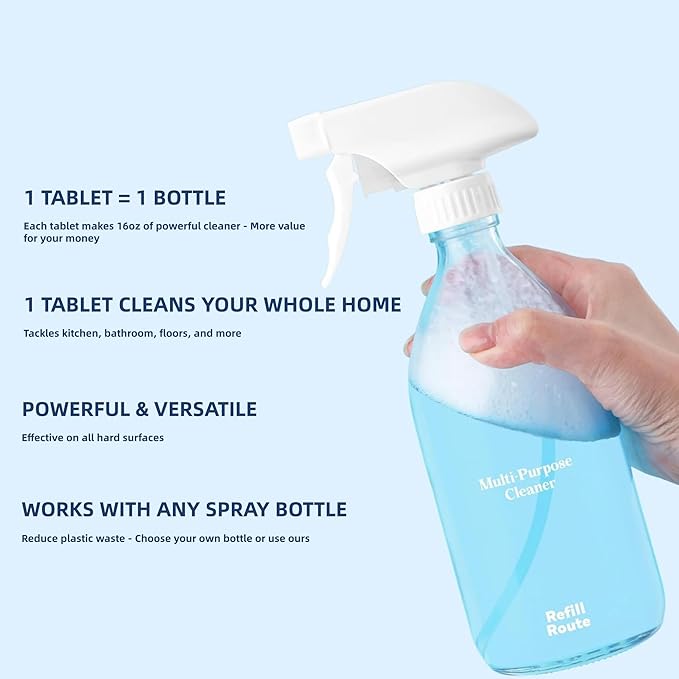 Eco-Friendly All Purpose Cleaner Tablets Refill – Multipurpose Cleaner Spray Concentrate for Kitchen, Bathroom & Home –Plastic-Free, Family Safe Multipurpose Cleaner – 12 Pack (Ocean Breeze)