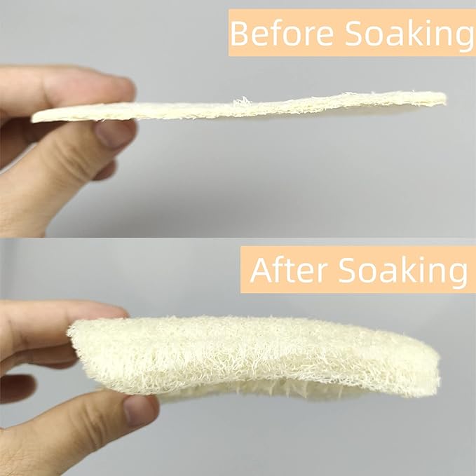 50 Pack Natural Loofah Dish Sponge, Multipurpose Non-Scratch Luffa Kitchen Scrub Pad for Cleaning Kitchen, Bathroom, and Household