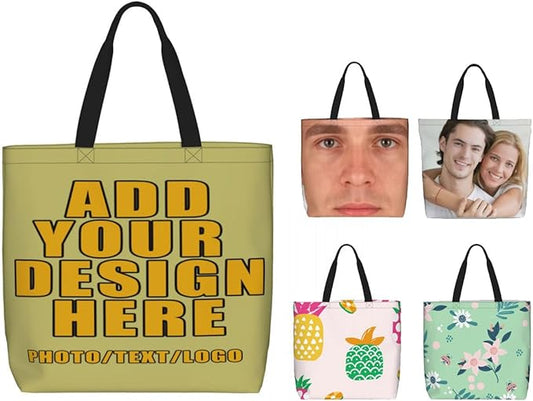 Custom Large Black Tote Bag With Pocket Extra Large Reusable Grocery Bags