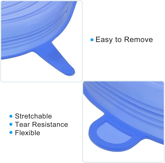 uxcell Silicone Stretch Lids, 2 Sets - Reusable Durable Silicone Bowl Covers, Silicone Lids for Bowls and Food Covers (Blue)