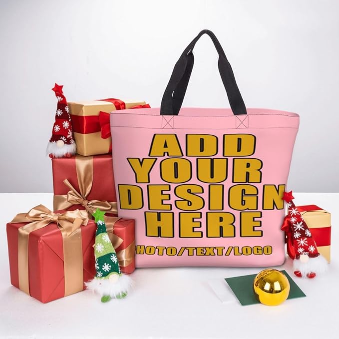 Custom Large Black Tote Bag With Pocket Extra Large Reusable Grocery Bags