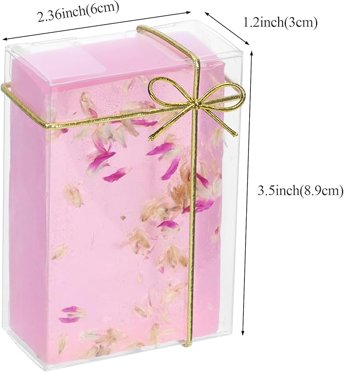 100PCS 3.5x2.36x1.2 Inch Clear Plastic Soap Boxes Packaging - Small Bakery Favor Boxes for Macarons, Cookies & Candies, Perfect for Homemade Soap Gifts, Wedding & Birthday Parties