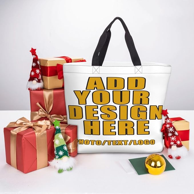 Custom Large Black Tote Bag With Pocket Extra Large Reusable Grocery Bags