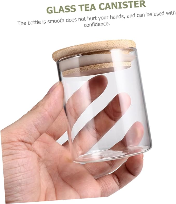 Uonlytech 3 Pcs Glass Storage Jars with Wooden Lids Airtight Multipurpose Canisters for Tea Snacks Nuts Dried Fruits Kitchen Pantry Containers