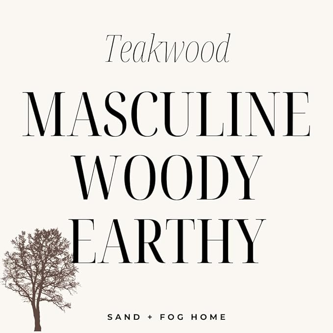 Sand + Fog Scented Candle - Teakwood - Additional Scents and Sizes – 100% Cotton Lead-Free Wick - Luxury Air Freshening Jar Candles - Perfect Home Décor for Your Cocktail Table – 34 oz
