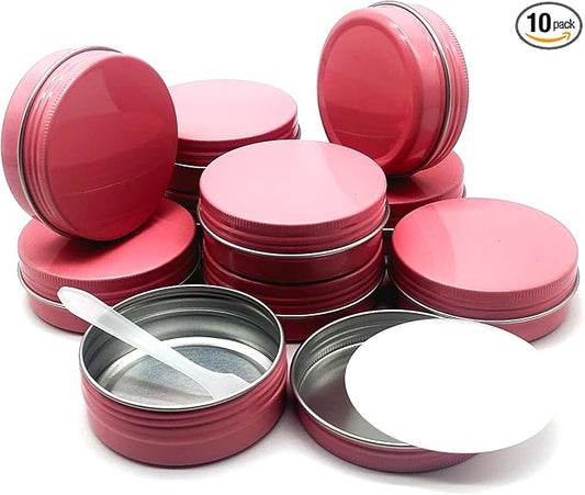 10pcs 60ml Round Lip Balm Tin Cans, 60 Gram Aluminum Tins Cosmetic Sample Containers with Screw Lid, 60g Metal Empty Tins Storage Travel Jars for Salves, Lip Balms, Face Cream, Candle, Tea