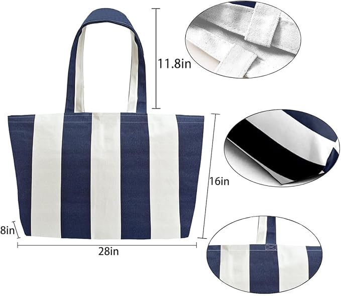Large Canvas Tote Bag-Extra Big Shopping Beach Totes Bags Reusable Largest Grocery Plain Solid Bag 28"x8"x16"