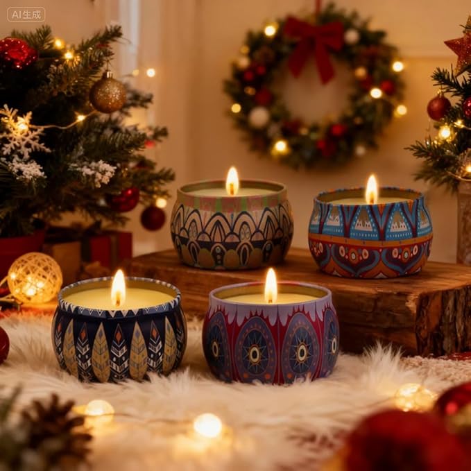 Scented Candles Gift Set for Women - 4 Pack Aromatherapy Candles with 8% Essential Oils, 120H Burn Time, Stress Relief & Relaxation, Soothing, Perfect for Birthday, Christmas, Thanksgiving, Mother