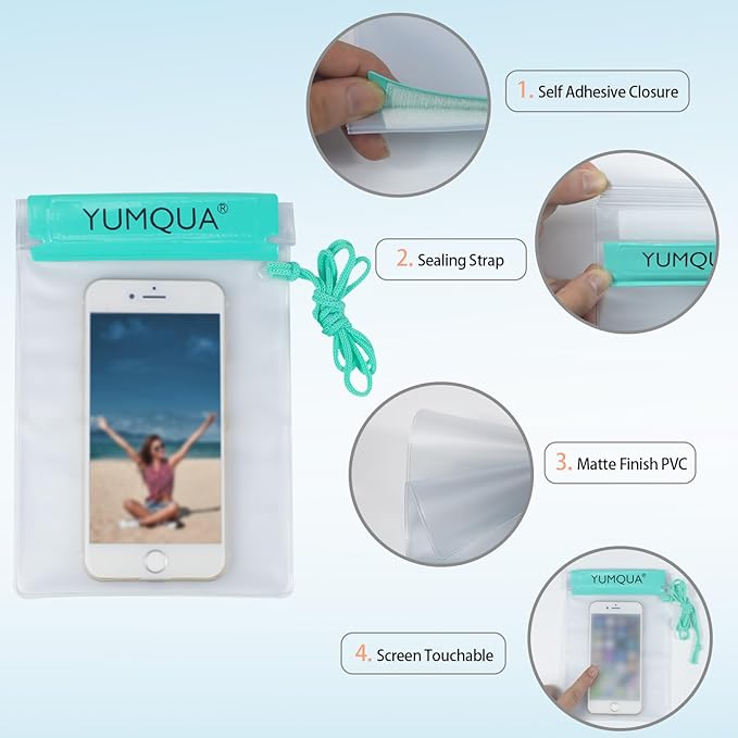 YUMQUA Clear Waterproof Bags, 3PACK Water Tight Cases Water Proof Pouch Small Dry Bags for Camera Mobile Phone Maps Pouch Kayak Military Boating Document Holder