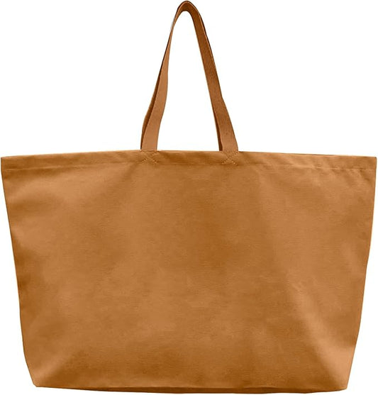 Large Canvas Tote Bag-Extra Big Shopping Beach Totes Bags Reusable Largest Grocery Plain Solid Bag 28"x8"x16"