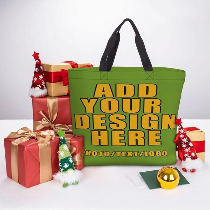 Custom Large Black Tote Bag With Pocket Extra Large Reusable Grocery Bags