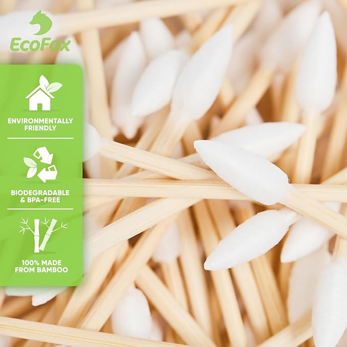 Precision Tip Cotton Swabs 500 Count | Compostable & Pure Cotton Pointed Bamboo Swabs | Plant-Sourced Materials | Perfect for Nails & Makeup, Fine Cleaning, Arts & Crafts